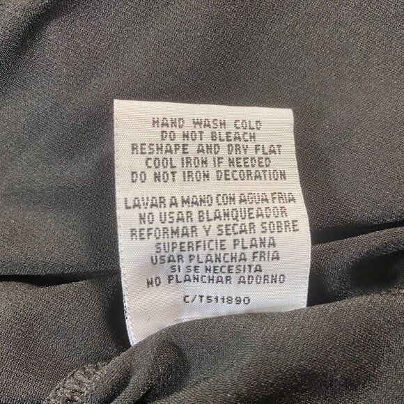 Julian Taylor 8 Dress Black Stretch Jersey LBD 3/4 Sleeve Pleated Scoop Neck EUC - Picture 7 of 10